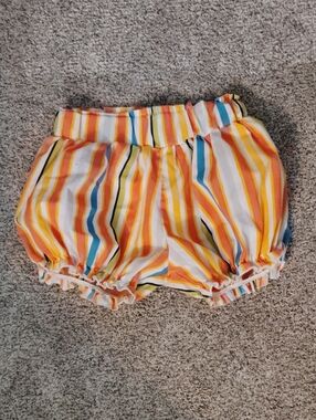 Striped Bubble Shorts in Yellow, Blue, Orange and White